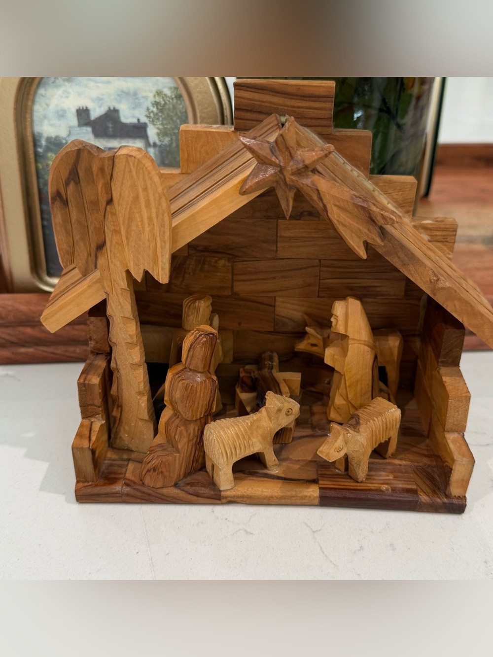 Nativity Scene Olive Wood Christmas Holiday Home House Decor Handmade Carved Set